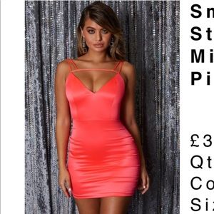 Oh Polly Satin dress neon pink